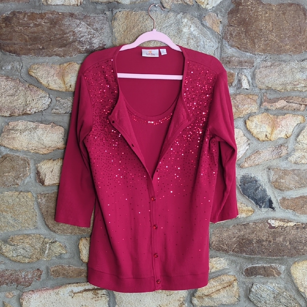Quacker Factory Vibrant Red Knit Top
